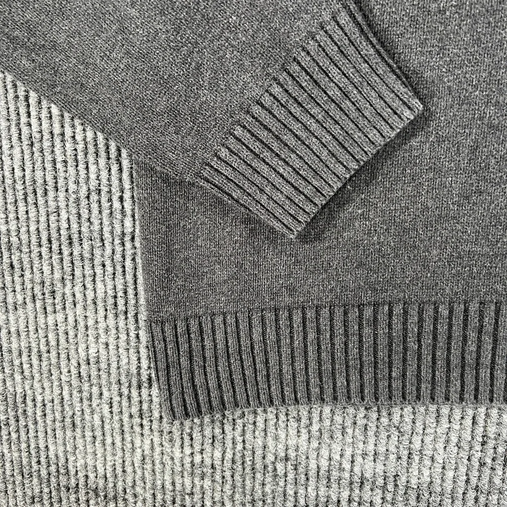 Banana Republic Sweater Mens Large Gray Long Sleeve Mock Neck 1/4 Button Up